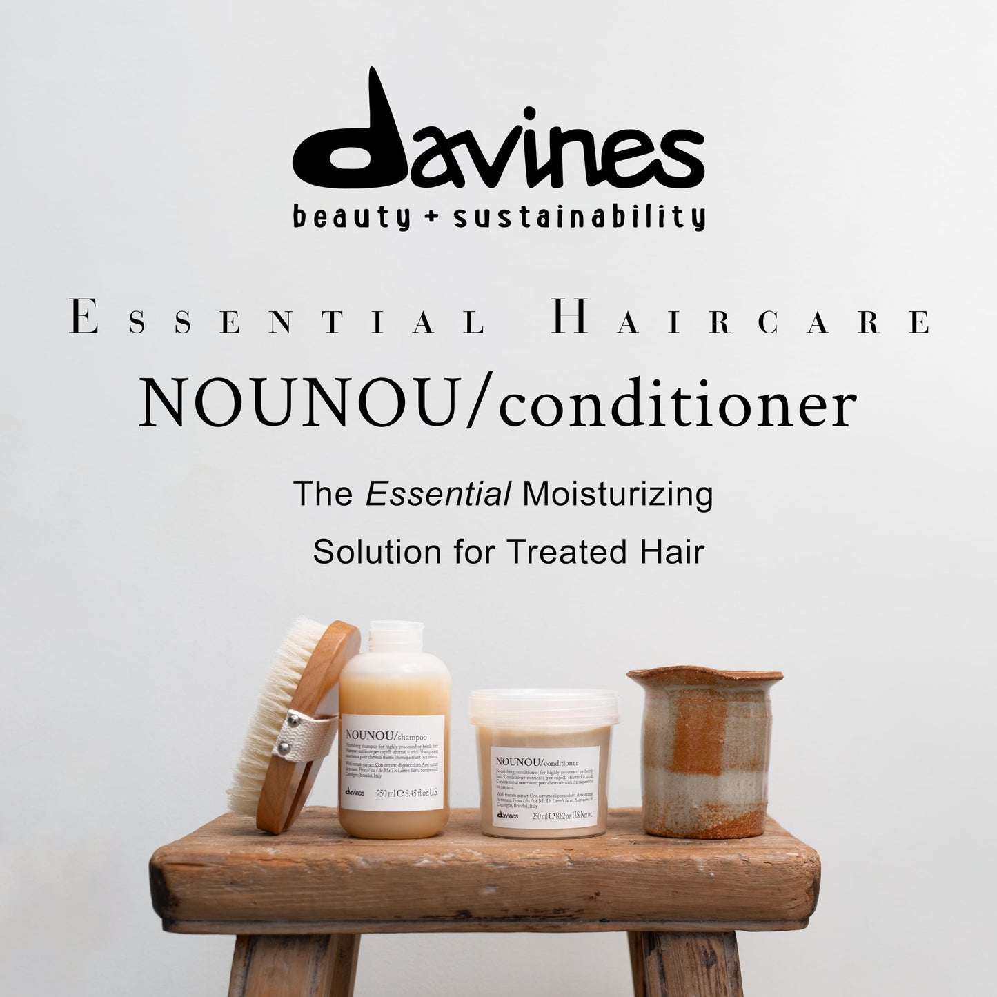 Davines NOUNOU Conditioner, Hydrating Deep Conditioner for Bleached, Permed, Relaxed, Damaged Or Very Dry Hair, Replenishes Chemically Processed Hair