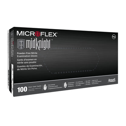 Ansell MICROFLEX MidKnight MK-296 Exam Standard Gloves - Size XL, Black (Box of 100)