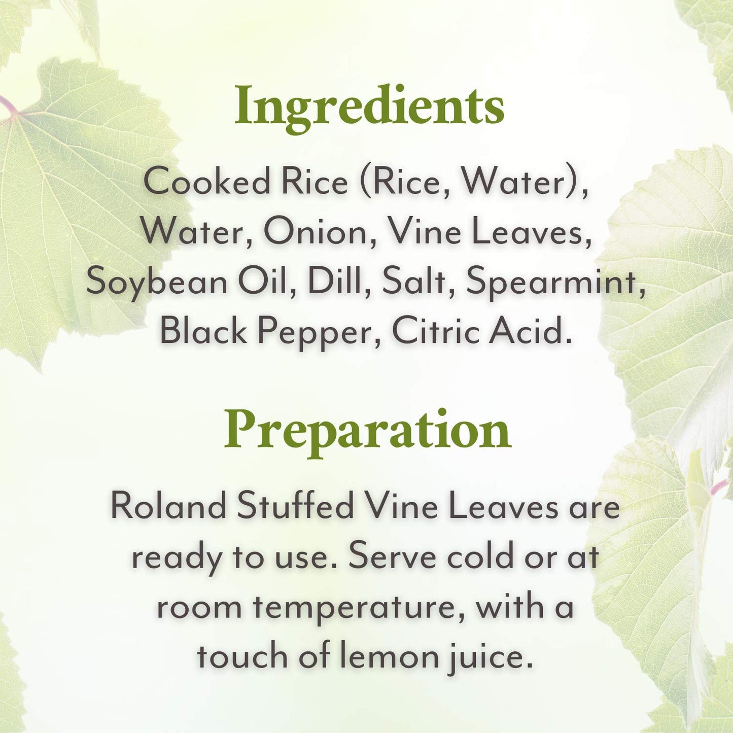 Roland Foods Canned Dolmas, Stuffed Vine Leaves with Rice and Spices, 14 Ounce (Pack of 6)