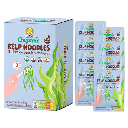 SUNGIVEN Organic Kelp Noodles 50.8 Oz Low Sodium Gluten Free Keto Low Calorie Vegan 6.35 Oz Pack of 8