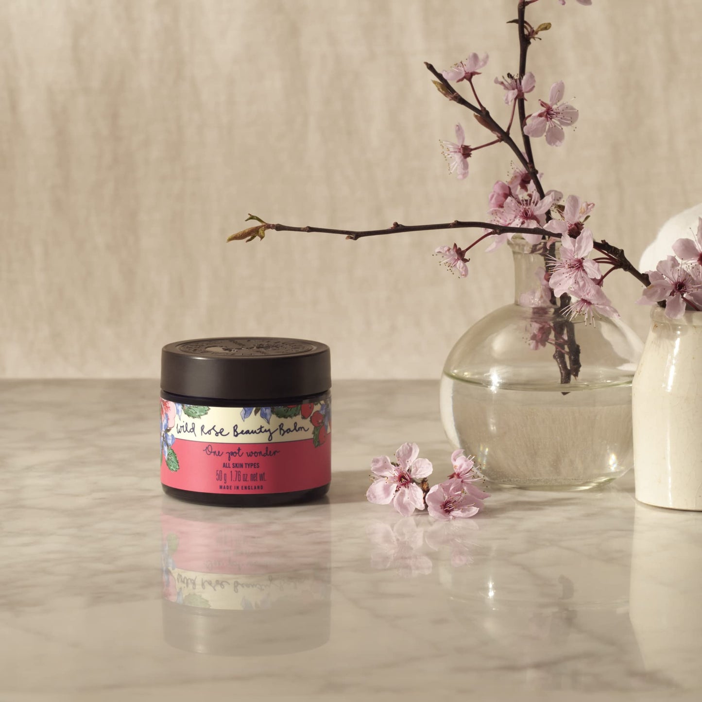 Neal's Yard Wild Rose Beauty Balm, Featuring Rosehip Oil, Hemp Seed & Shea Butter, Nourishing & Exfoliating Cleanser, Vegetarian Approved, Cruelty-Free, 50g