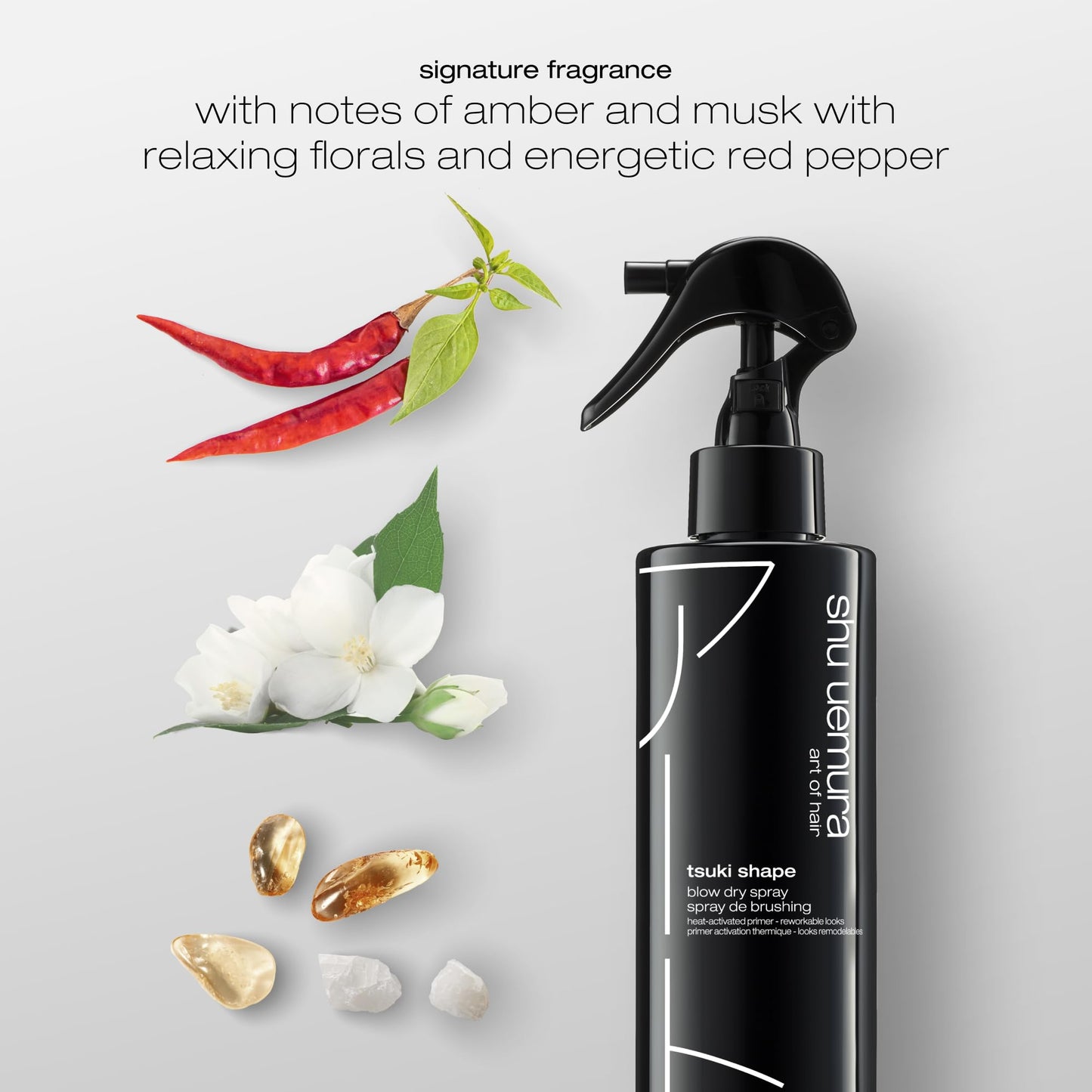 shu uemura art of hair Tsuki Shape Heat-Activated Blow Dry Spray - Styling Spray, Adds Volume and Definition, 6.4 Fl Oz