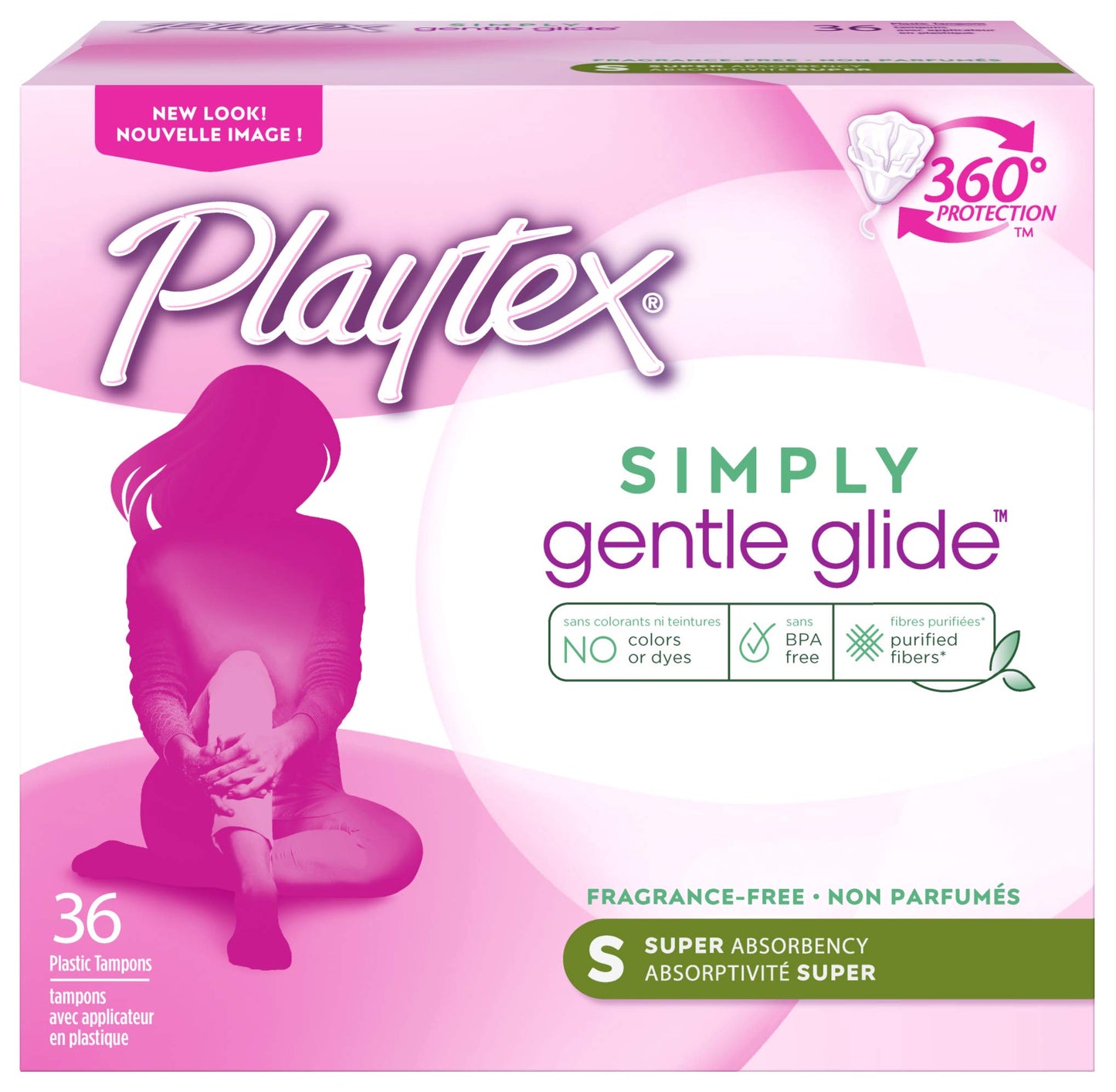 Playtex Simply Gentle Glide Unscented Tampons 36 Count Super Absorbency (Packaging May Vary) and Playtex Simply Gentle Glide Unscented Tampons 36 Count Ultra Absorbency