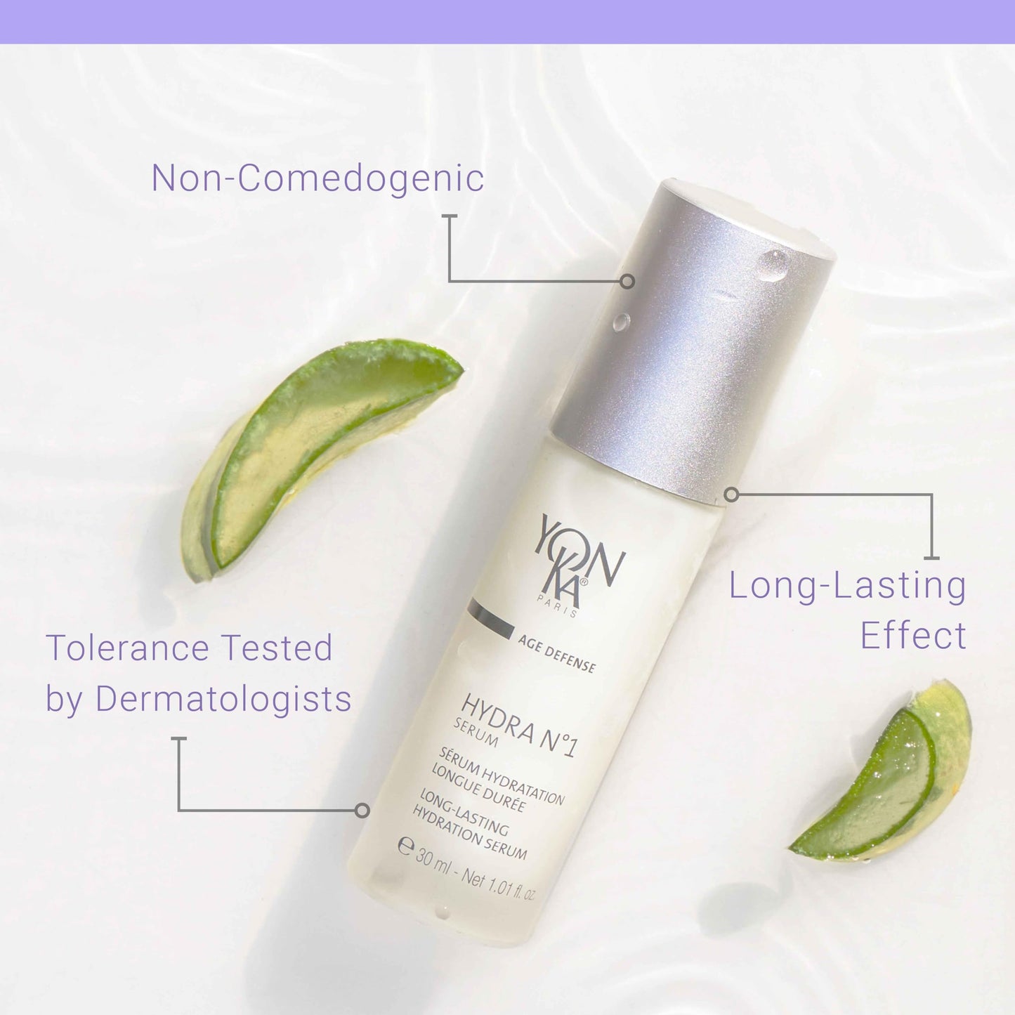 Yon-Ka Hydra N°1 Serum | Hydrating & Anti-Aging Face Serum with Hyaluronic Acid, Aloe Vera & Vitamin C | Smooths, Plumps & Revives | For Dry & Mature Skin | Paraben-Free | 30 ml