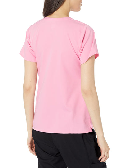 WonderWink Womens 4 Pocket V-Neck Top Medical Scrubs Shirt, Pink Blossom, 3X US
