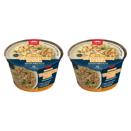 Mr.HOO Toowoomba Pasta Spicy Cream Noodle Cup (6.42oz x 2-Pack Set) – Big Bowl Ramen, Italian-Style, Chewy Noodles, Creamy & Spicy Flavor, Easy 3-Minute Microwave Meal
