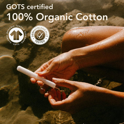 Organic Regular Cotton Tampons with Compact Plant-Based Applicators + Organic Cotton Pads | Fragrance Free, Toxin Free
