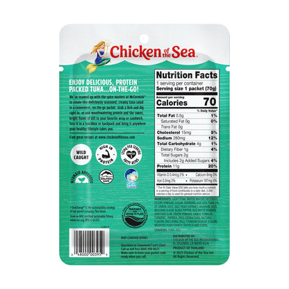 Chicken of the Sea Wild Caught Light Tuna, 3 Flavor Variety Pack, 2.5-Ounce Packet (Box of 6)