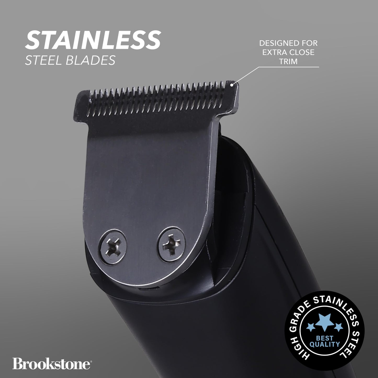 Brookstone - Hair & Beard Trimmer Kit, Precision Grooming for Hair, Beard, & Body with Adjustable Combs, Charging Base & Accessories (14-Piece)