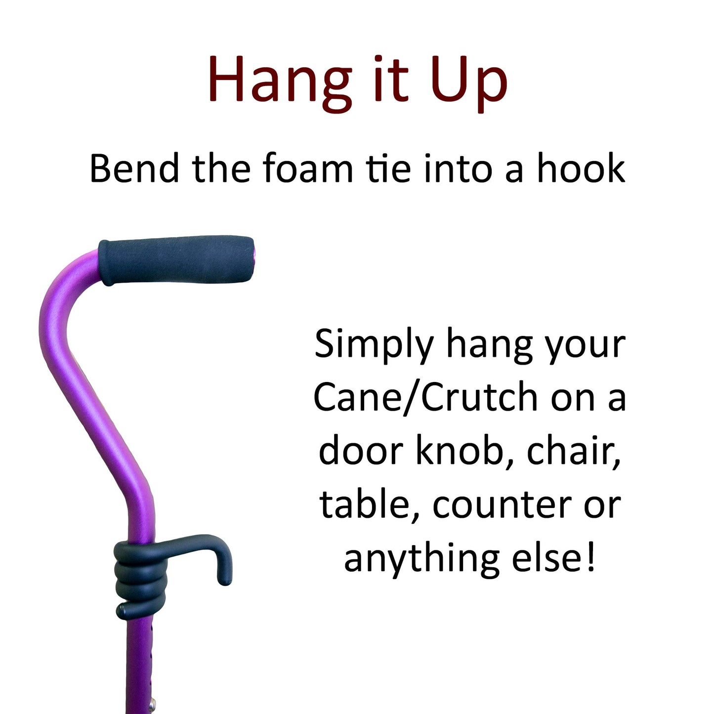 Crutcheze Cane Holder 3 Pack – Flexible Wrap Clip for Walking Sticks – for Walkers, Rollators, Scooters – Keeps Canes Within Reach – Lightweight Cane Accessory