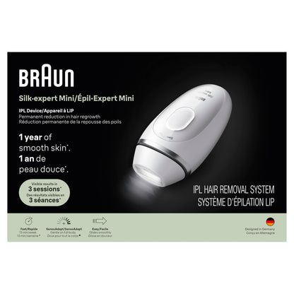 Braun IPL Mini, Silk·Expert Mini, IPL Hair Removal for Women and Men, Permanent Laser Hair Reduction At-Home, IPL1115