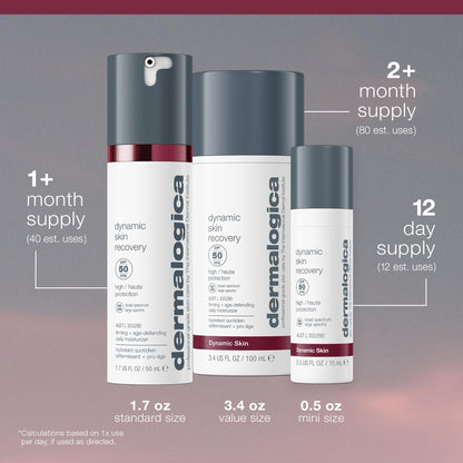 Dermalogica Dynamic Skin Recovery SPF50, Anti-Aging Face Sunscreen Moisturizer, Medium-Weight Non-Greasy Broad Spectrum