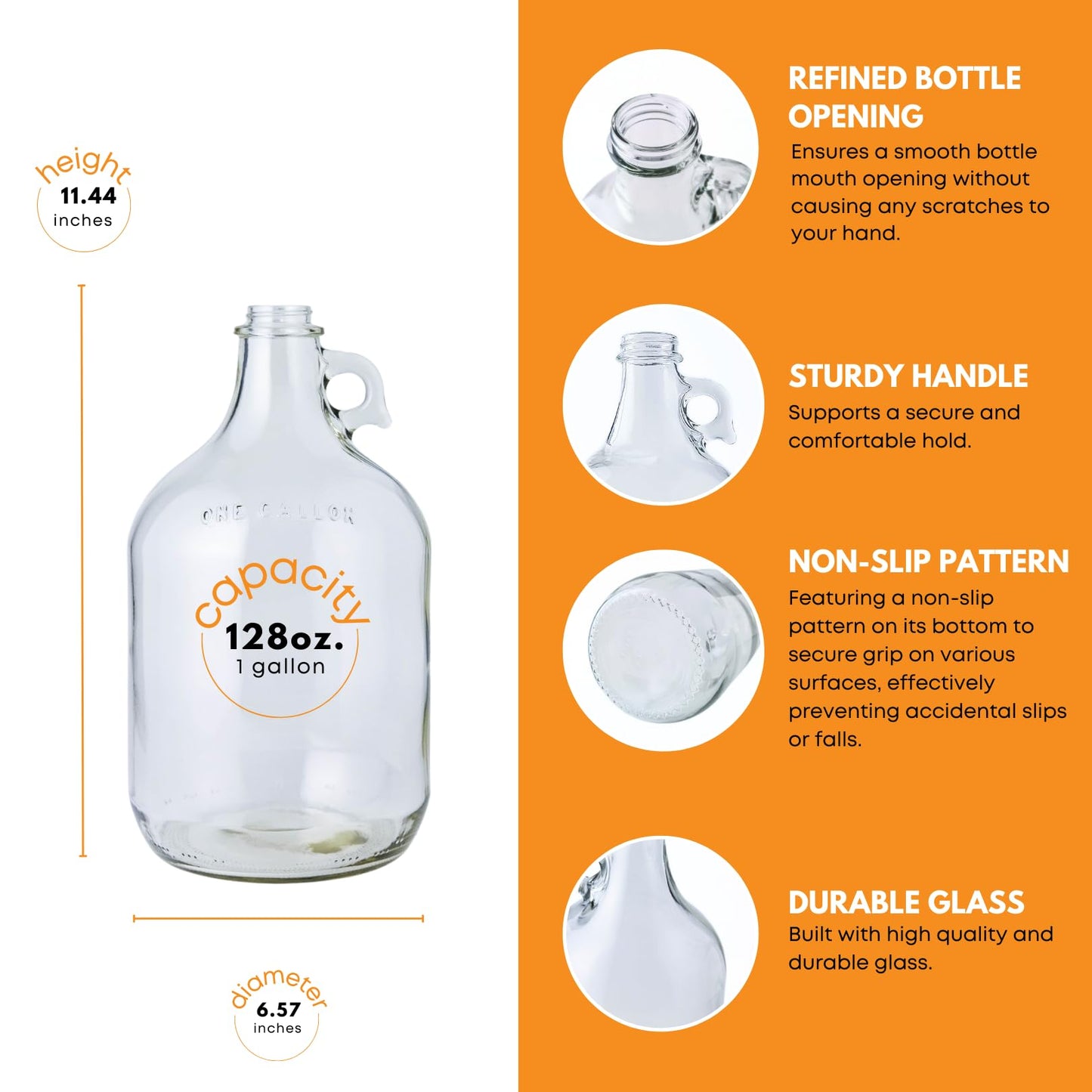 Fastrack 1 Gallon Glass Jug Laundry Detergent Dispenser | Airtight Screw-Top Pump Container | Non-Slip Base | Detergent Pump Dispenser or Syrup Pump Dispenser | Eco Friendly Food Grade