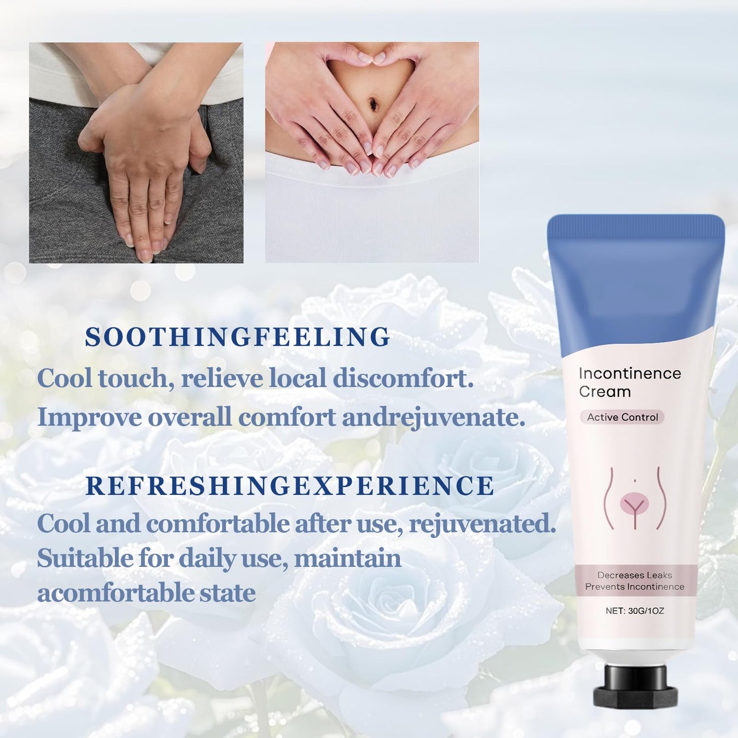 Incontinence Cream for Women, Bladder Comfort & Confidence Support Cream, Anti-Leakage Protection Soothes & Protects, Helps Soothe Itching, Reduce Odor, Cooling Formula with Peppermint