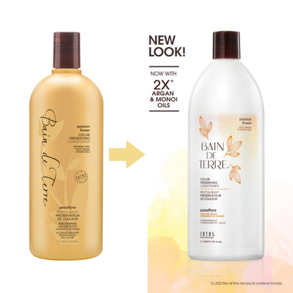 Bain de Terre Passion Flower Color Preserving Conditioner, Luxurious Hydration for Vibrant Color & Protection from Fading, with Argan & Monoi Oils, Paraben-free, Vegan