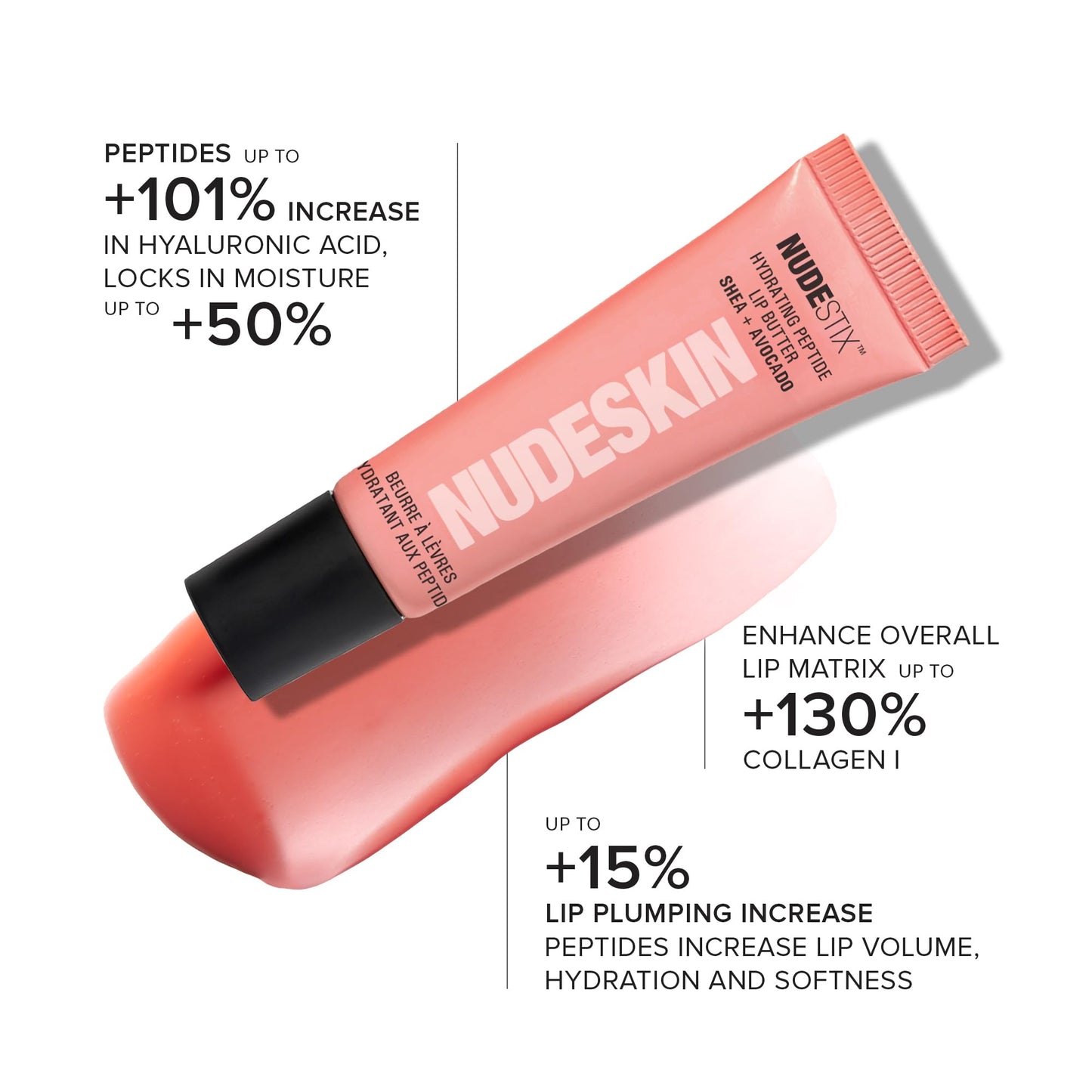 Nudestix Hydrating Peptide Lip Butter Tint Set – 3-Piece Glossy Lip Balm Kit with Avocado, Shea Butter & Peptides | Plumping, Moisturizing Nude Lip Tints | Clean, Vegan & Cruelty-Free