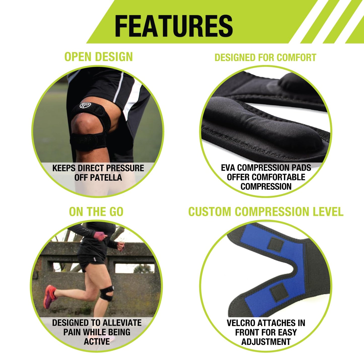 Pro-Tec X-Trac Dual Strap Knee Support, Quadriceps and Patellar Tendon Strap, Knee Brace, Compression Straps, Knee & Joint Support, Tendinitis, Chondromalacia, Adjustable, Easy to Use