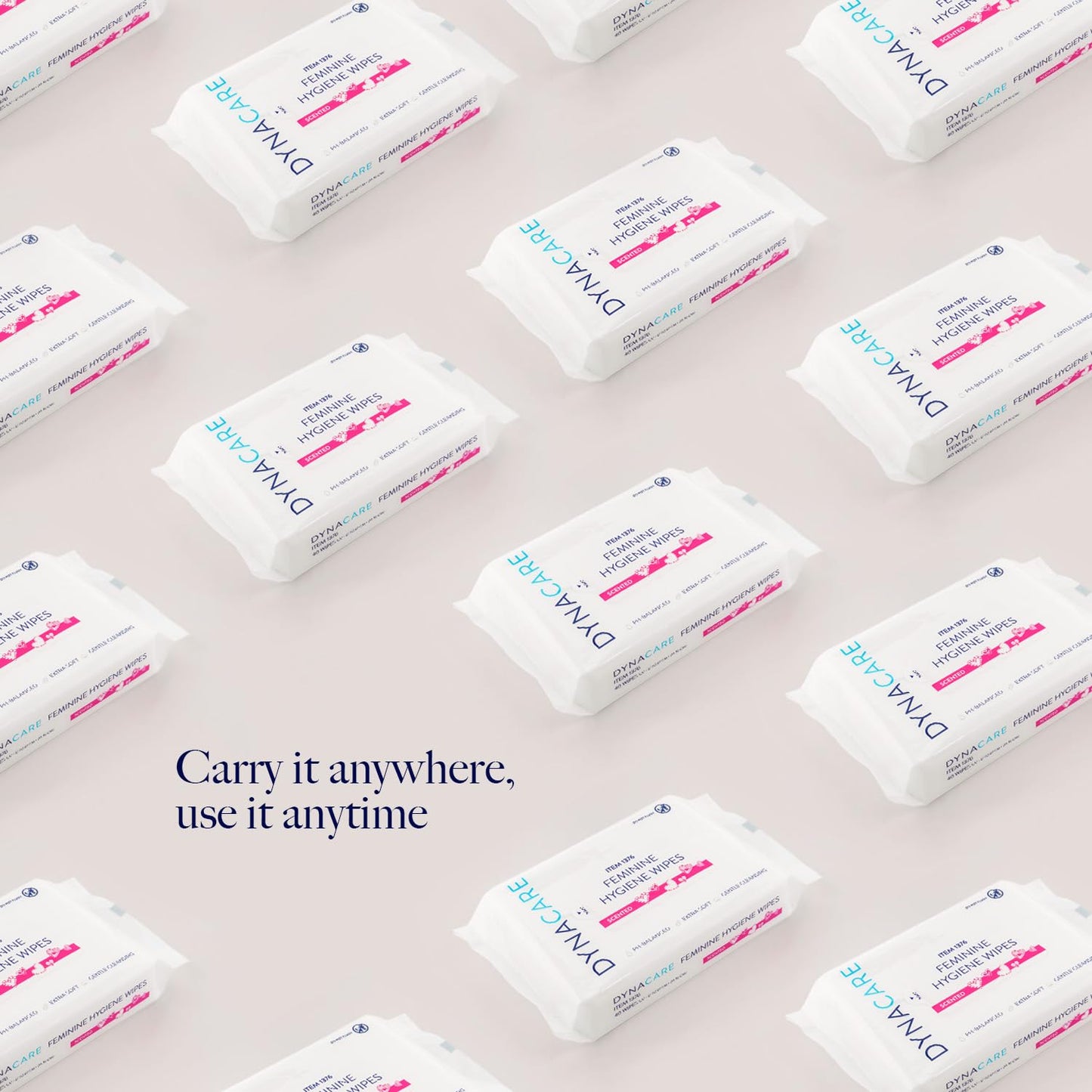 Dynarex HerCare Feminine Hygiene Wipes - 12 Pack, 40 Wipes per Pack - 5.5" x 8" pH-Balanced, Alcohol-Free, Hypoallergenic, Resealable Packs, Travel Essentials for Women