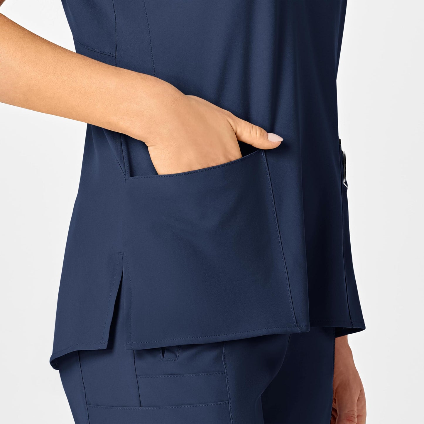 WonderWink W123 Women's Flex Back Stylized V-Neck Scrub Top, Navy, 5X