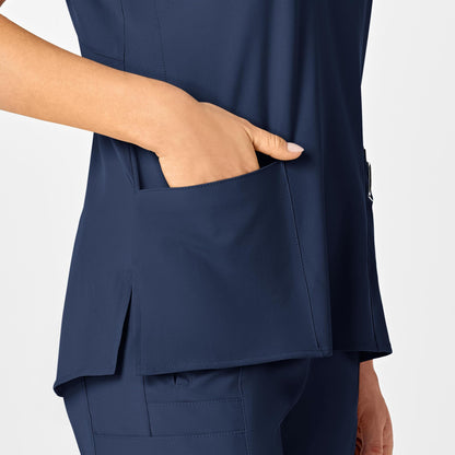 WonderWink W123 Women's Flex Back Stylized V-Neck Scrub Top, Navy, 5X