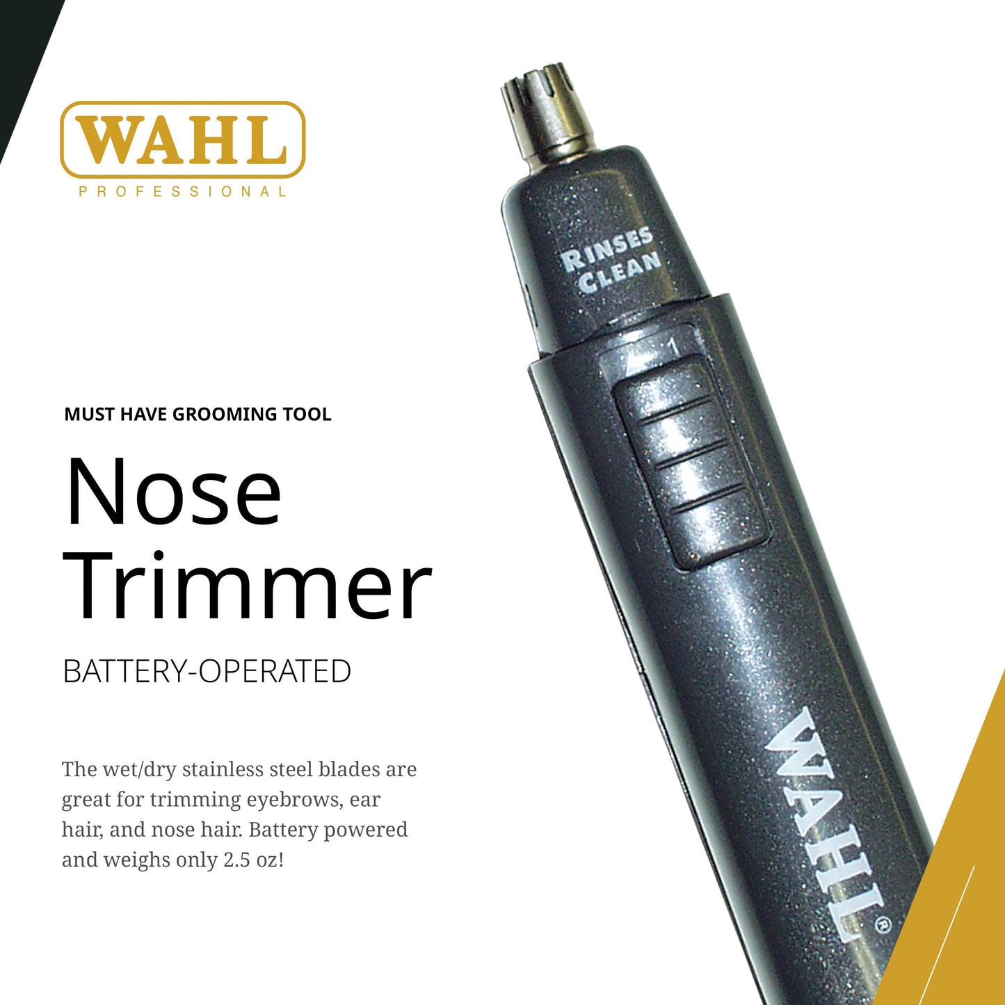 Wahl Professional Nose Trimmer, Battery-Operated (AA), Wet/Dry Use, Stainless Steel Blades, Lightweight Design