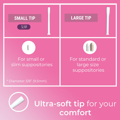 Natureland Personal Suppository Applicators for Women, Individually Wrapped Disposable Applicators with Silky Smooth Comfort Tip, Daily Intimate Care Tool (Large tip applicators, 20 Count (Pack of 1))