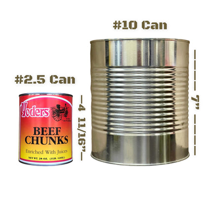 Yoders Beef Chunks 6 Pack | 10.5 lbs of Fully Cooked Meat for Backpacking, Camping, Meal Prep | Long Term Survival Emergency Food Supply | 10 Year Shelf Life | Size #2.5 Can | Made in USA | 28 Ounces per can