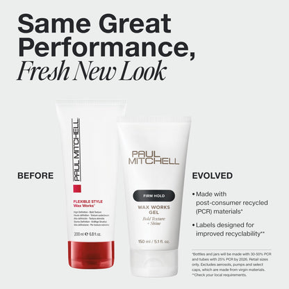 Paul Mitchell Wax Works Hair Gel, High Definition, Bold Texture, For All Hair Types, 6.8 fl. oz.