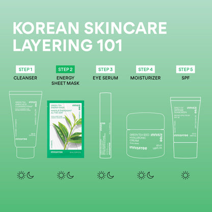 innisfree Energy Mask, Korean Sheet Mask with Hydrating Serum for Soothing, Brightening, and Glowing Skin Care Routine