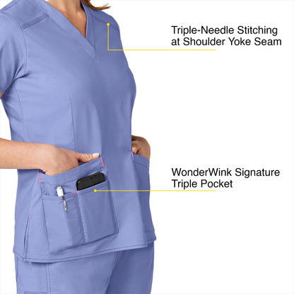 WonderWink Women's Wonderflex Verity Scrub Top, Ceil Blue, Medium