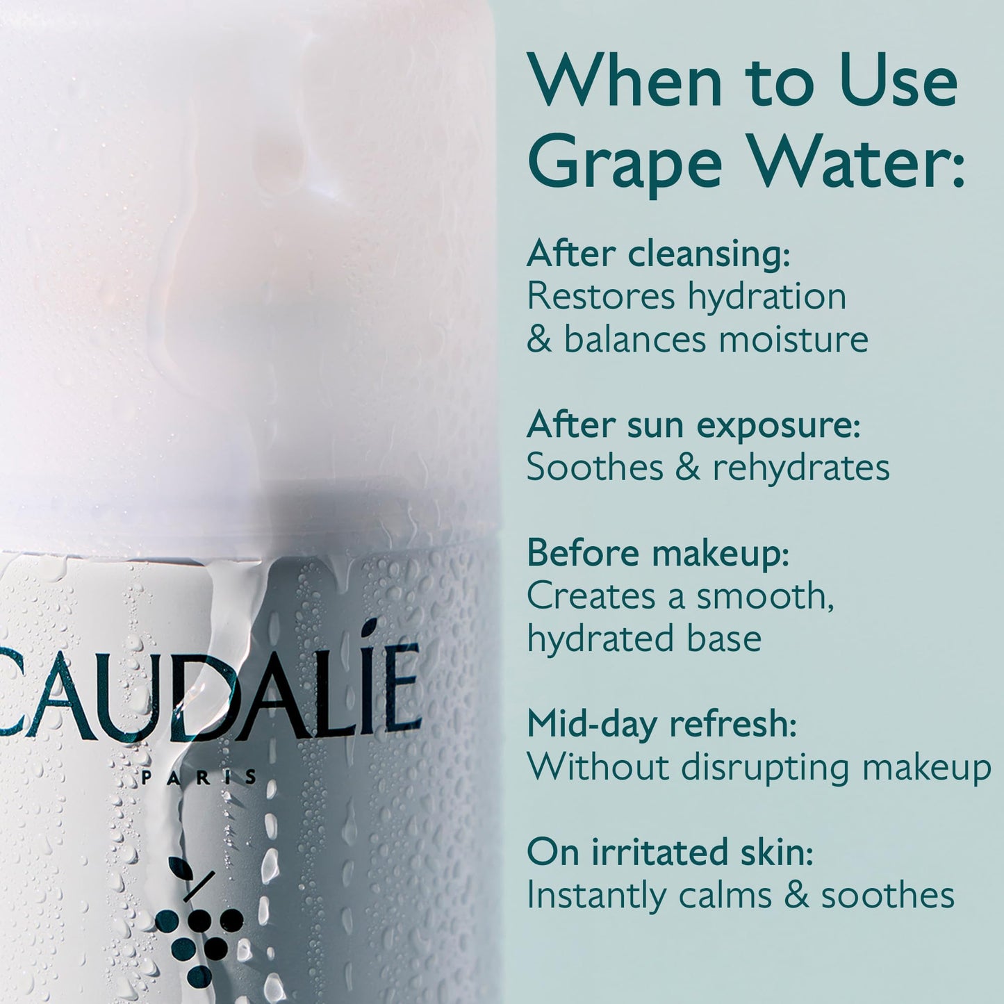 Caudalie Grape Water Moisturizing Face Mist - Soothing Organic Facial Spray to Instantly Hydrate and Strengthen the Skin Barrier, Safe for Sensitive Skin