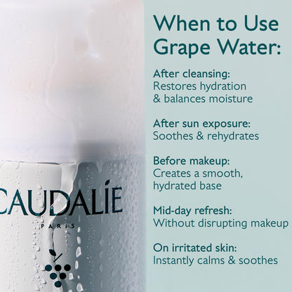 Caudalie Grape Water Moisturizing Face Mist - Soothing Organic Facial Spray to Instantly Hydrate and Strengthen the Skin Barrier, Safe for Sensitive Skin
