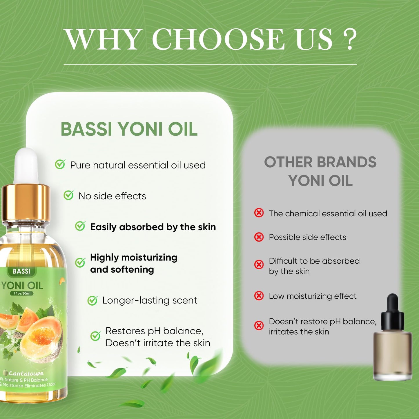 3 PCS Natural Yoni Oil for Women -Feminine Oil Vaginal Moisturizer - Reduces Odor, Restores pH Balance, Helps with Vaginal Itch, Herbal Yoni Blend with Strawberry Peach Hami Melon