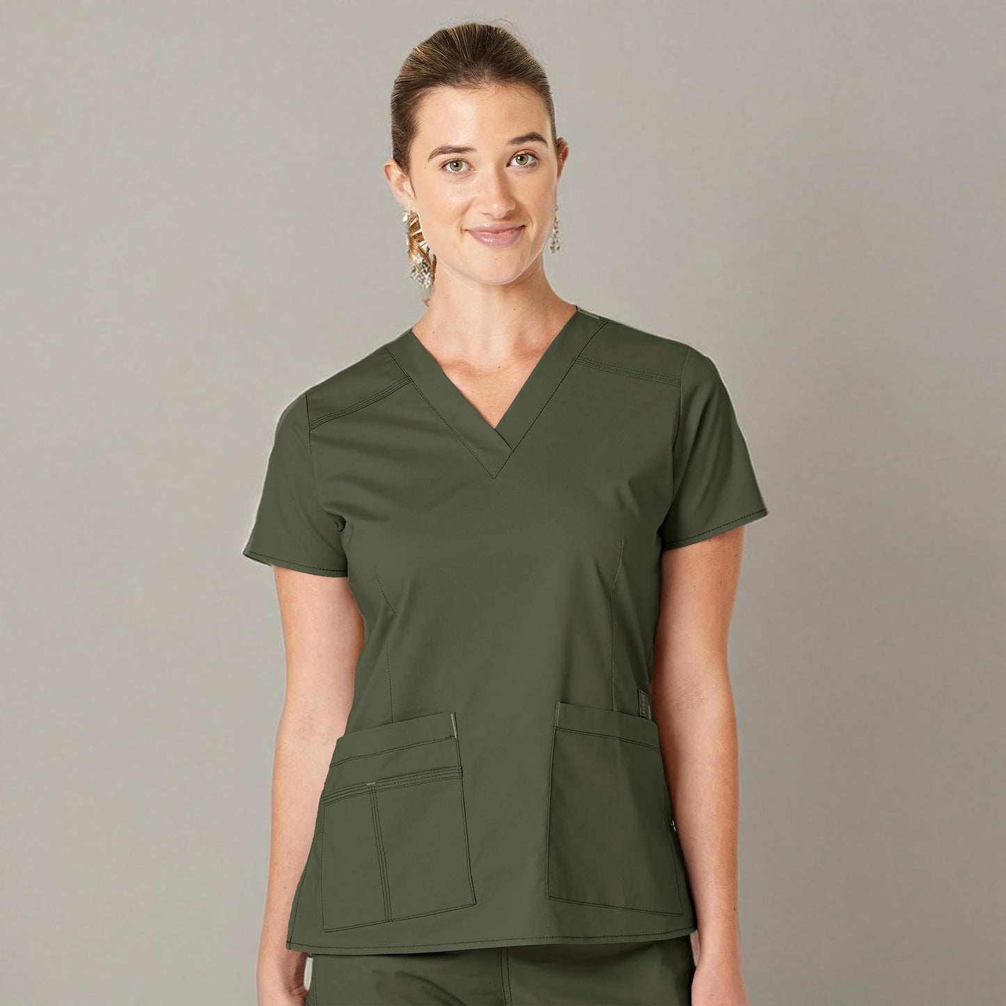 WonderWink Womens Verity V-Neck Top Medical Scrubs Shirt, Forest Green, Small US