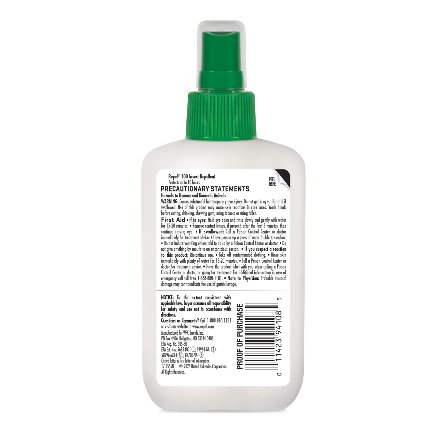 Repel 100 Insect Repellent, 4 Ounces, With DEET, 10-Hour Protection Long-Lasting Insect Repellent Pump Spray Repels Mosquitoes, Ticks, Gnats, Biting Flies, Chiggers And Fleas