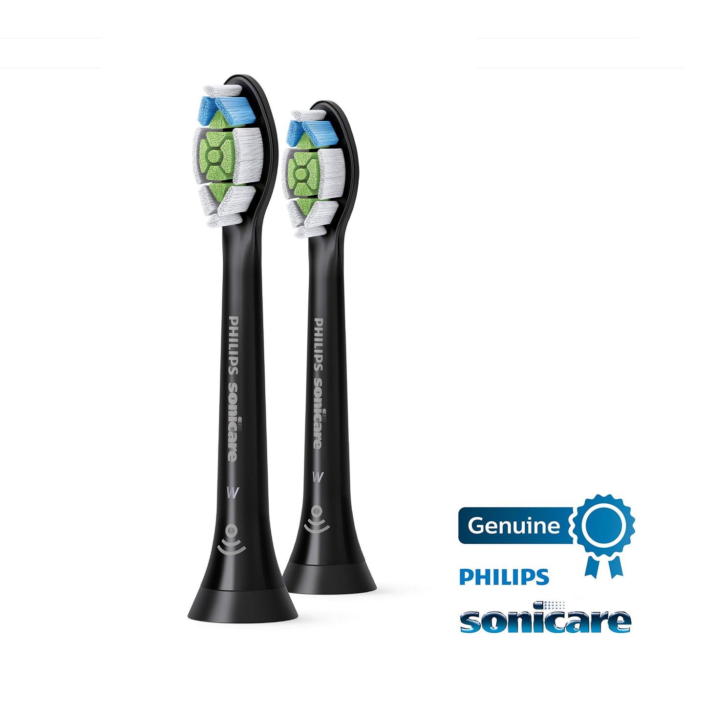 Philips Sonicare W DiamondClean - Genuine Replacement Electric Toothbrush Heads, Black, 2 Pack, HX6062/95