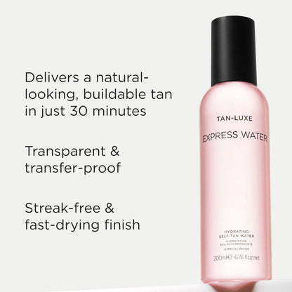 Tan-Luxe Express Water, Rapid Self Tanner Spray, Hydrating Tanning Water for a Fast, Natural Looking Tan, Cruelty-Free, 6.76 fl. oz
