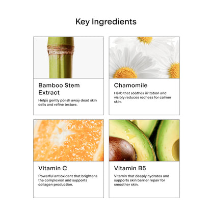 CLEARSTEM - VITAMINSCRUB - Antioxidant-Infused Scrub Cleanser - Exfoliating Face Wash + Body Scrub - Vitamin C, Hemp, Bamboo - Skin Care Products - Gluten Free, Cruelty Free - 6 fl oz / 180ml