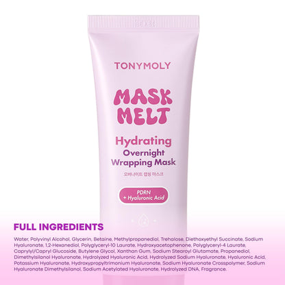 TONYMOLY Mask Melt PDRN + Hyaluronic Acid Wrapping Mask, Overnight Hydrating Face Mask with Second-Skin Technology for Firmness, Elasticity & Radiance, Deep Moisture Treatment, 2.7 fl oz