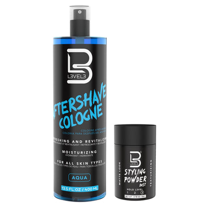 L3 Level 3 After Shave Spray Cologne - Softens Skin - Refreshes and Relieves Face and Skin - Styling Powder Included (Aqua)