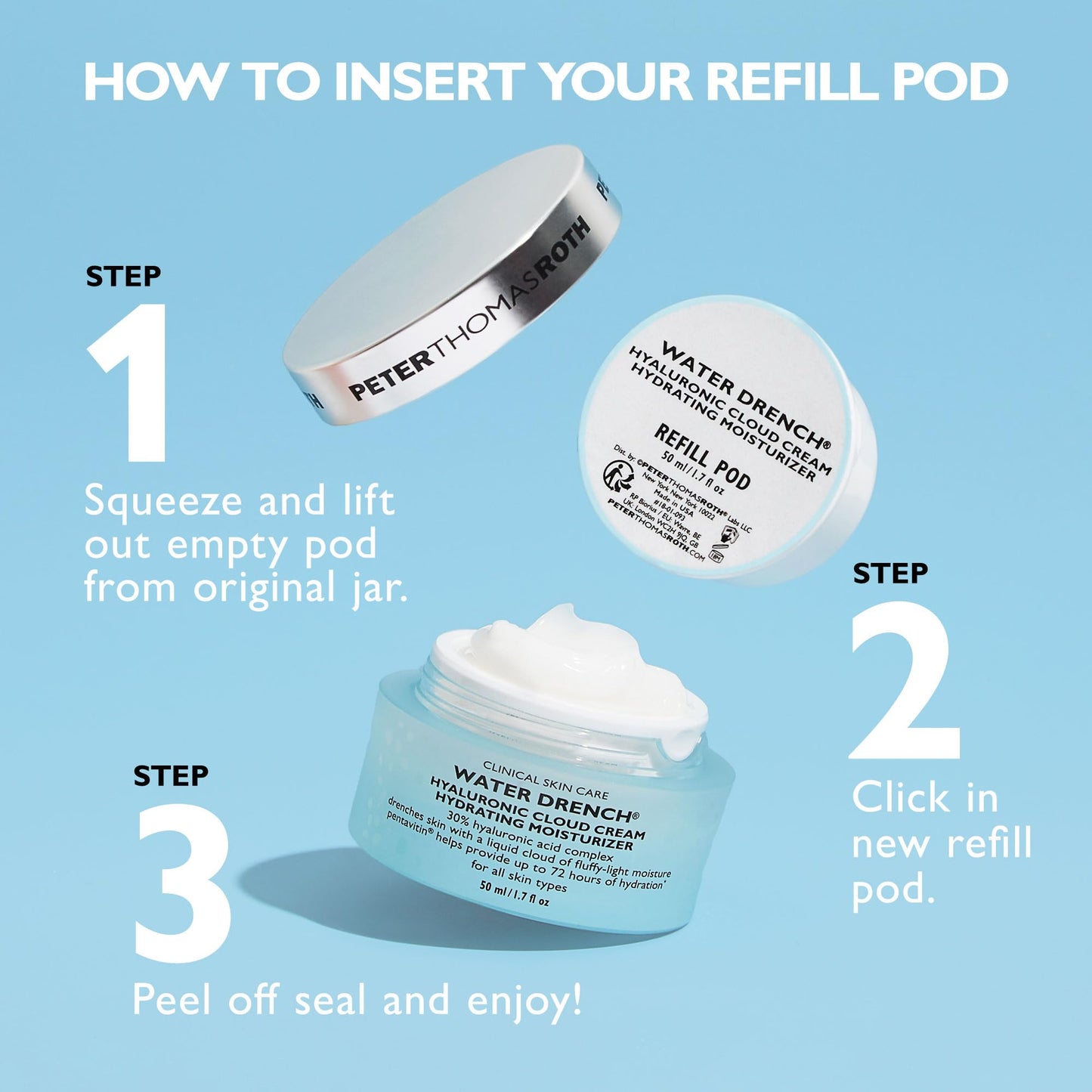 Peter Thomas Roth | Water Drench® Hyaluronic Cloud Cream | Hydrating Moisturizer for Face, Up to 72 Hours of Hydration for More Youthful-Looking Skin, Fragrance Free