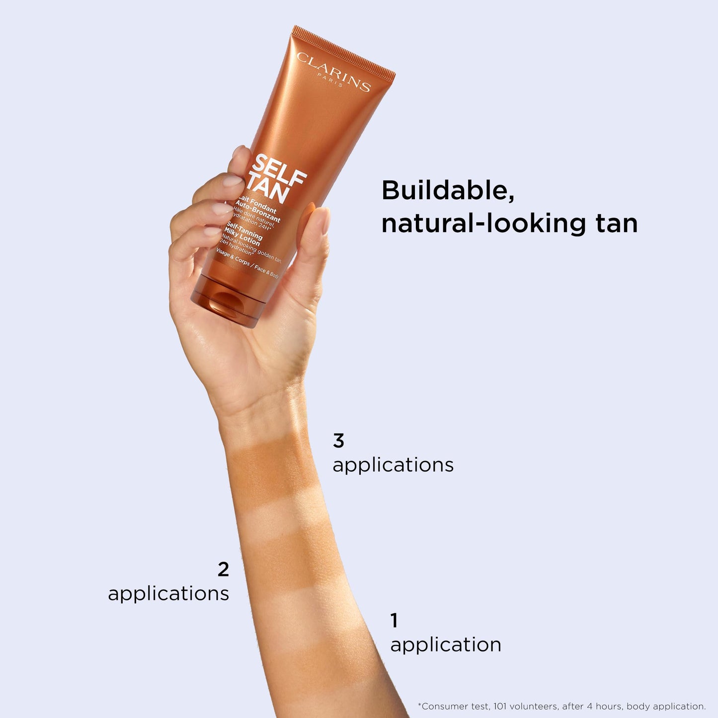 Clarins NEW Self-Tanning Milky Lotion | Self Tanner for Face and Body | Buildable, Streak-Free, Long-Lasting, Natural, Sun-Kissed Glow | 24H Hydration*| Contains Aloe Vera & Glycerin | 4.5 Ounces