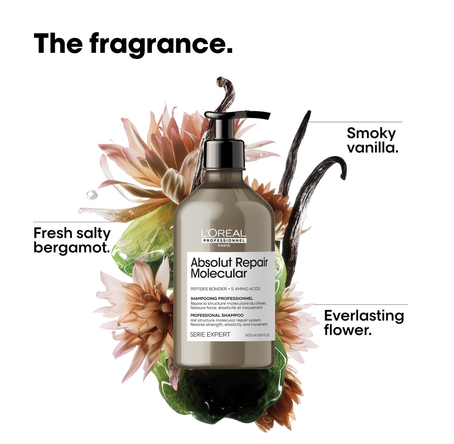 L'Oréal Professionnel Paris Absolut Repair Molecular Shampoo - Repairs Damage & Restores Strength For All Damaged Hair, With Peptide Bonder & Amino Acids, Sulfate-Free