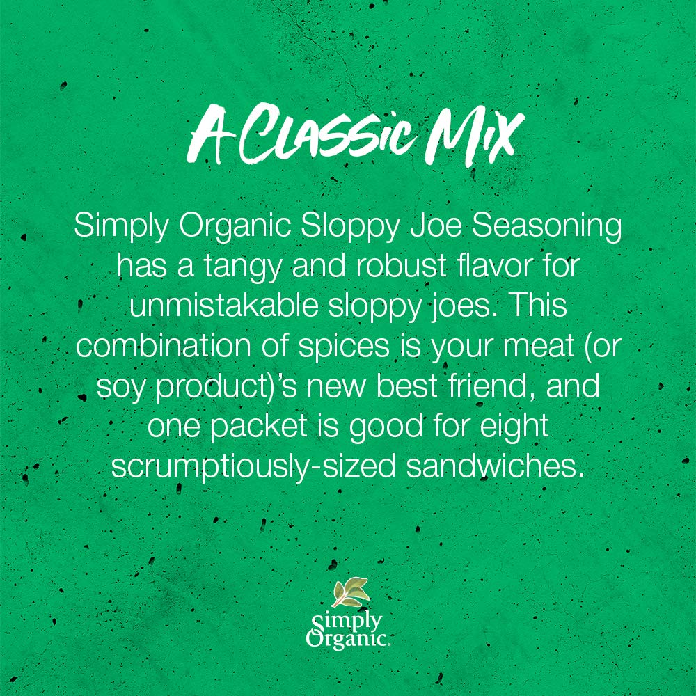 Simply Organic Sloppy Joe, Certified Organic, Kosher, Chili Mixes | 1.41 Ounce (Pack of 4)