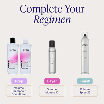 Professional Volume Mousse 12 | Firm Hold Mousse | Alcohol Free | Non-drying, Non-flaking Lightweight Formula | Tames Frizz & Conditions | Thermal Protection up to 45F | All Hair Types