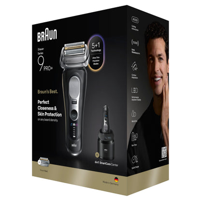 Braun Series 9 PRO+ Electric Shaver, Pro SensoAdapt, 6in1 SmartCare Center, Wet & Dry Razor, 9660CCPS, Black