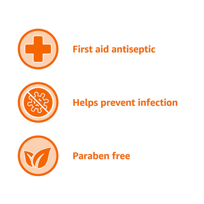 Amazon Basics First Aid Antiseptic, 10% Povidone Iodine Solution, 8 Fl Oz, Pack of 4