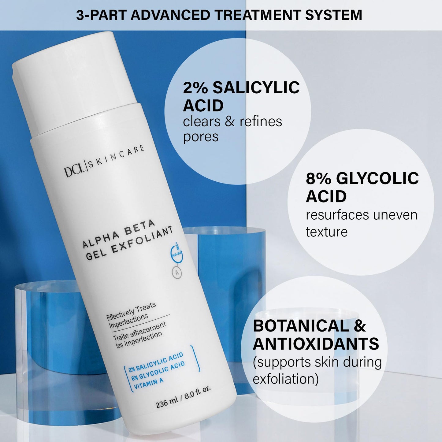 DCL Skincare Alpha Beta Gel Exfoliant, AHA/BHA Resurfacing Treatment, 6.7 oz