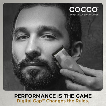 Cocco Veloce Pro Clipper, Digital Gap Ambassador Graphene Taper Blade Professional Hair Clippers, High-Torque BLDC Motor, All-Metal, Cordless, Charging Base Included