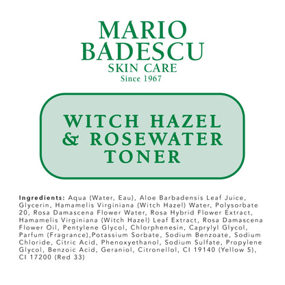 Mario Badescu Alcohol Free Witch Hazel Facial Toner for Aging Skin, Infused with Lavender/Rose Water and Aloe Vera, Face Toner for Combination or Dry Skin, 8 Fl Oz